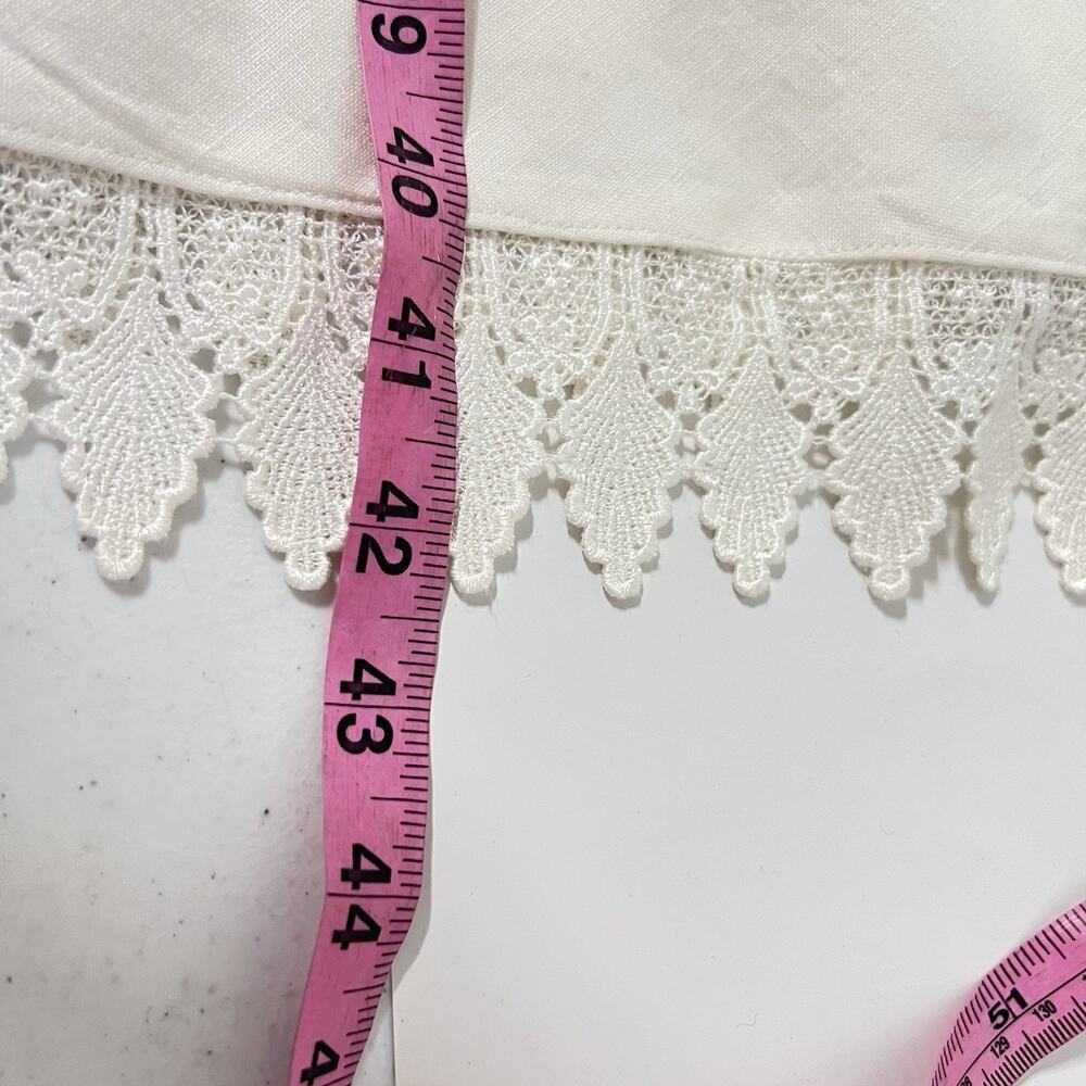Lauren Ralph Lauren 100% Linen Dress Women 6 Ivory Fit Flare Pintuck Lace Lined - Picture 15 of 15